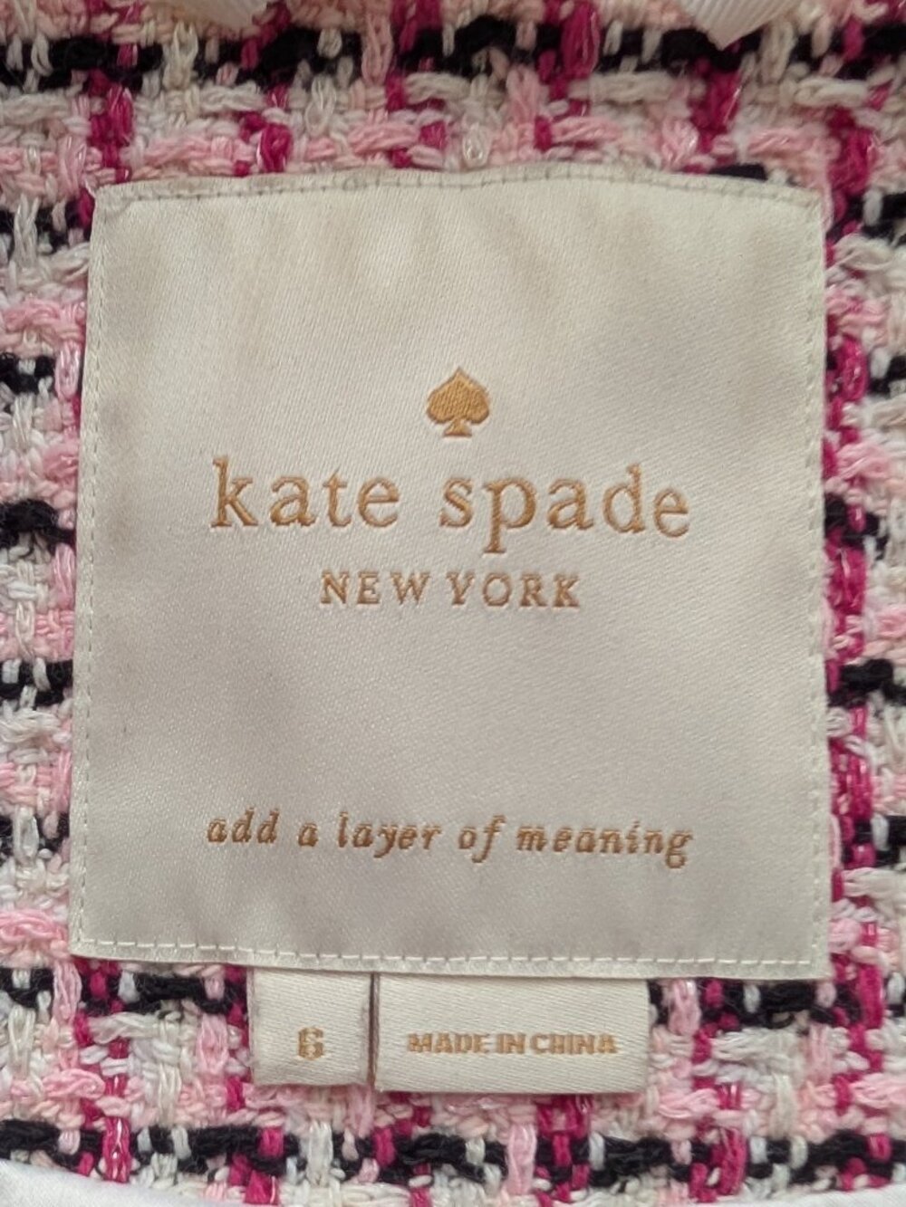 Kate Spade - Pink Multi Tweed Peplum Jacket - size 6 - Picture 8 of 10
